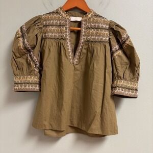 Ulla Johnson Handmade Womens Embroidered Top Size 00 Boho Festival Hippie *flaw